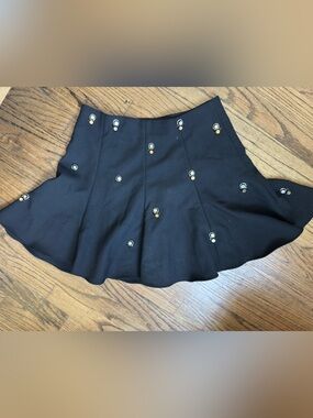 Elizabeth and James Black Circle-Embellished Skater Skirt